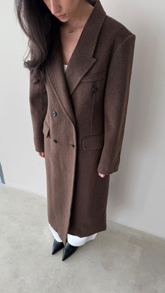 Woolen Notched Lapel Coat
