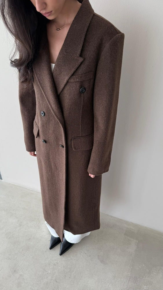 Woolen Notched Lapel Coat