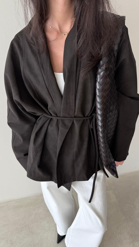 Lace Up Leather Jacket