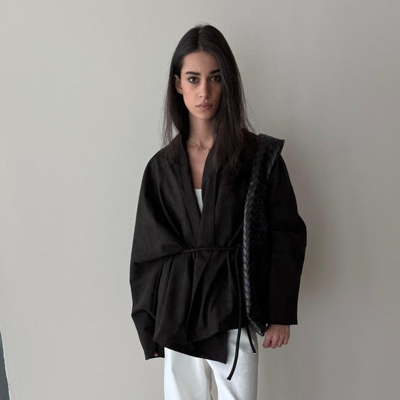 Lace Up Leather Jacket