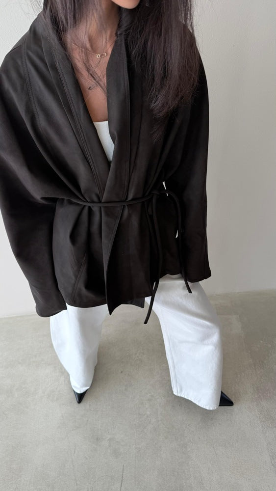 Lace Up Leather Jacket