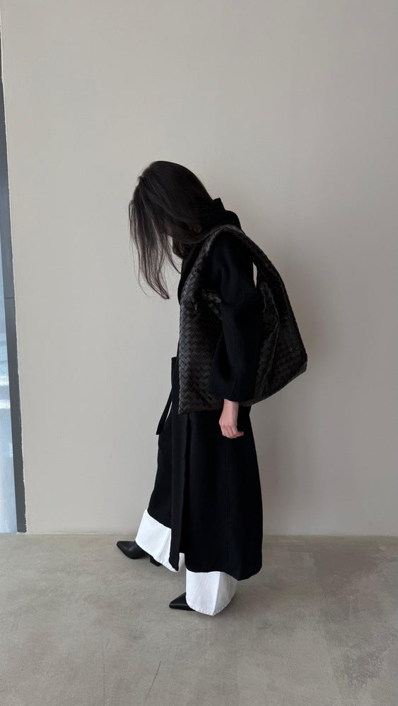 Patch Pockets Long Lace Up Coat