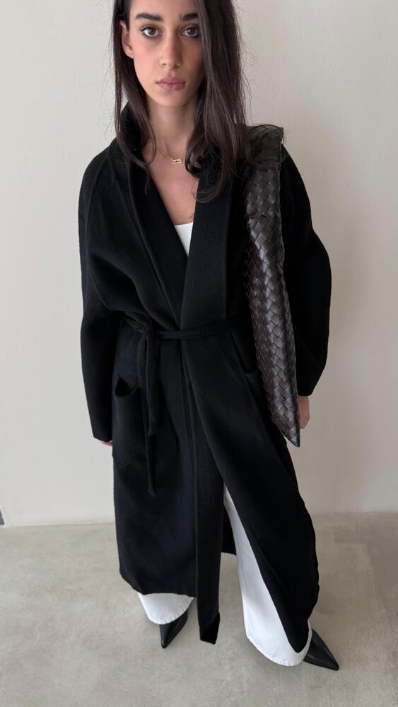 Patch Pockets Long Lace Up Coat