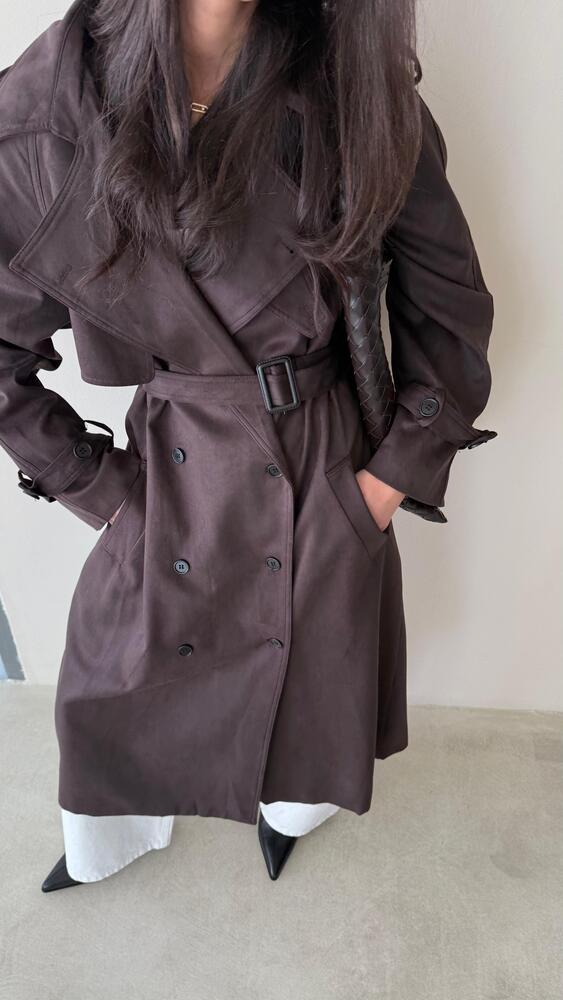 Suede Belted Trench Coat