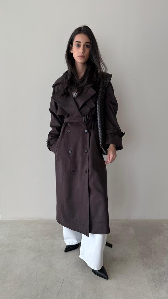 Suede Belted Trench Coat