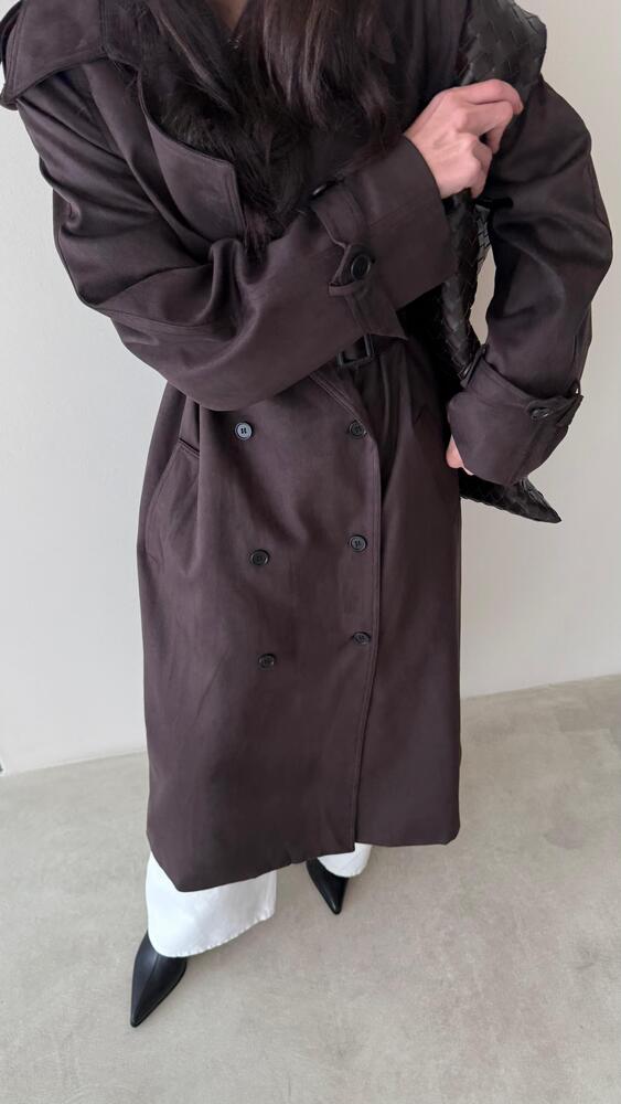 Suede Belted Trench Coat