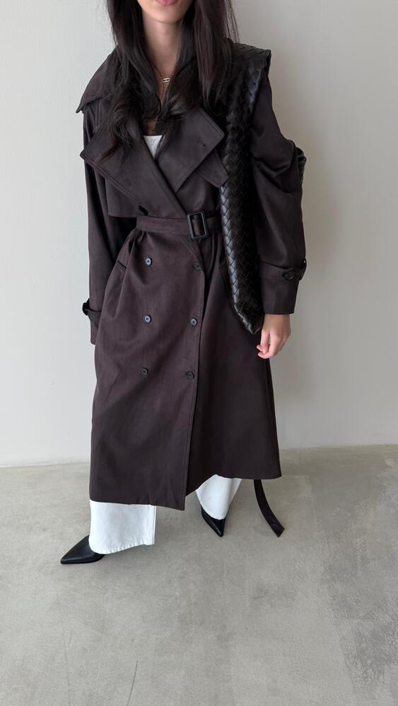 Suede Belted Trench Coat