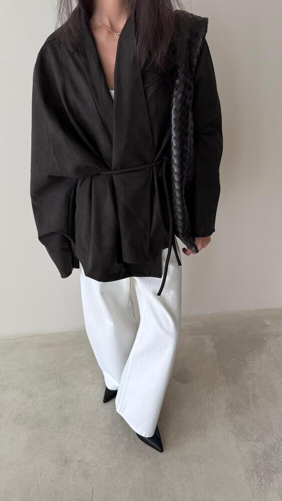 Lace Up Leather Jacket