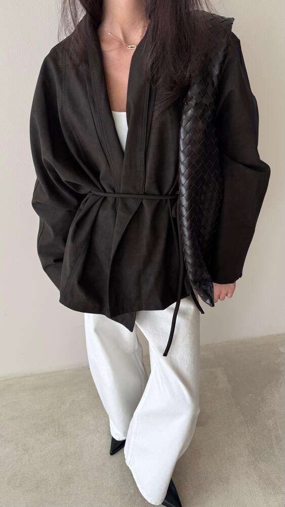 Lace Up Leather Jacket