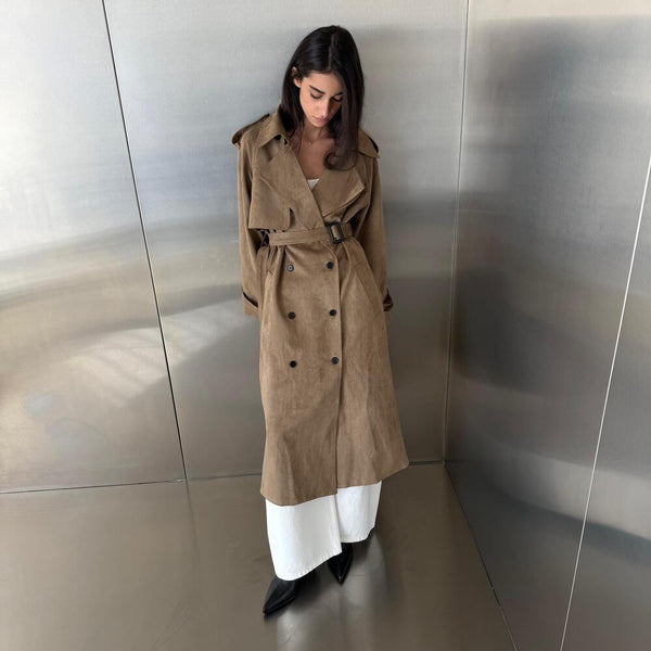 Suede Belted Trench Coat