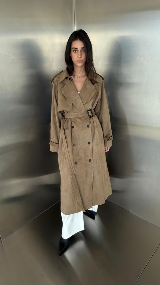 Suede Belted Trench Coat