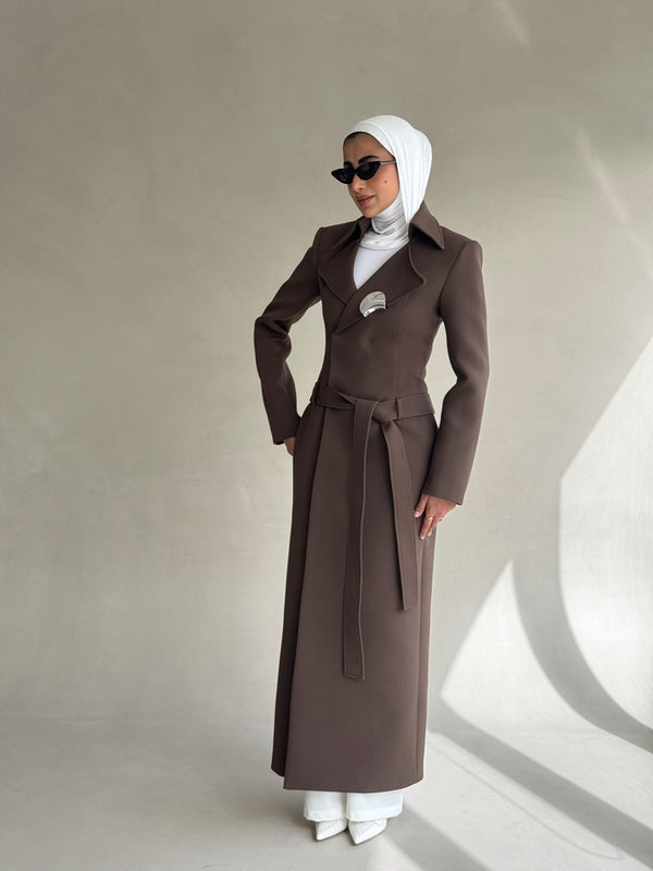 Waisted Metal Snap Belted Coat