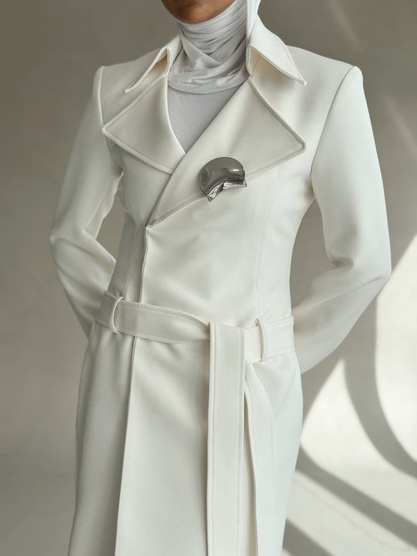 Waisted Metal Snap Belted Coat