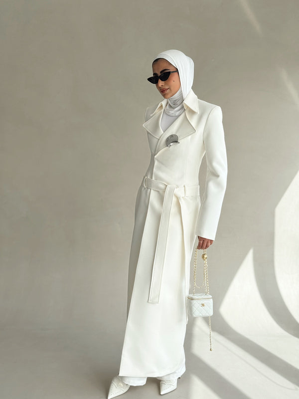 Waisted Metal Snap Belted Coat