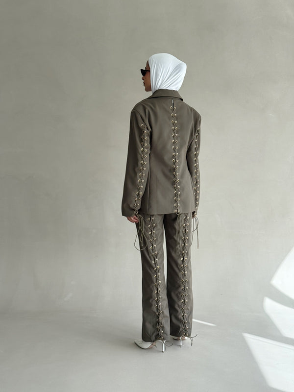 Drawstring Women Suit
