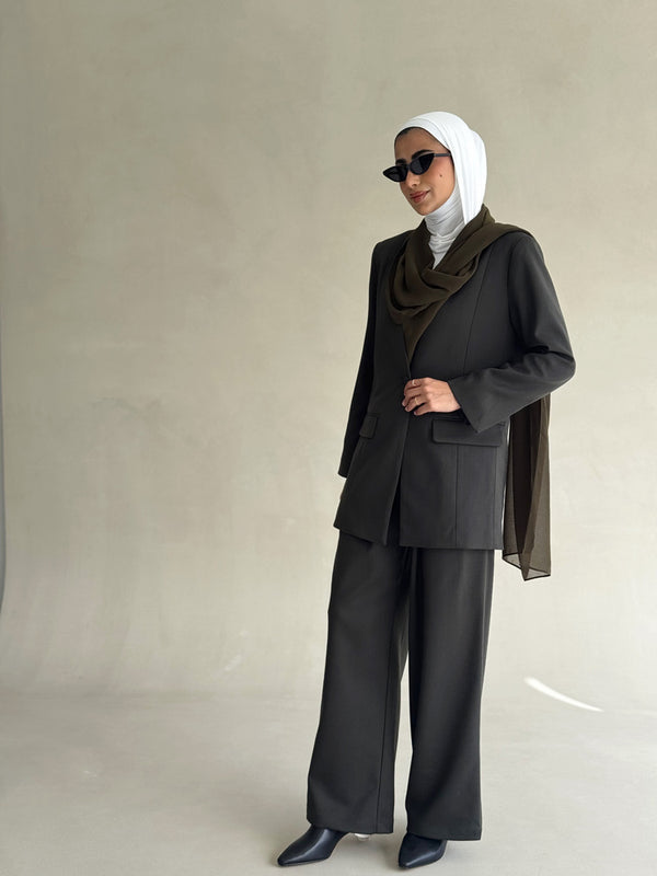 Scarf Neck Blazer Set 2PC
