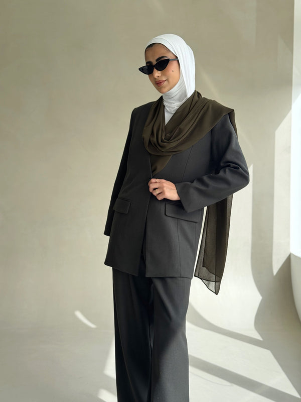 Scarf Neck Blazer Set 2PC