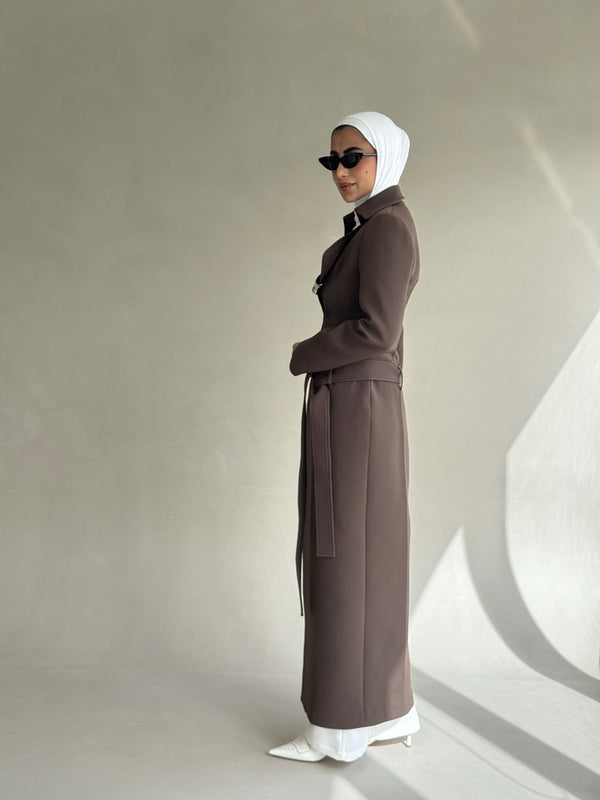 Waisted Metal Snap Belted Coat