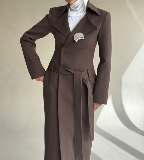 Waisted Metal Snap Belted Coat