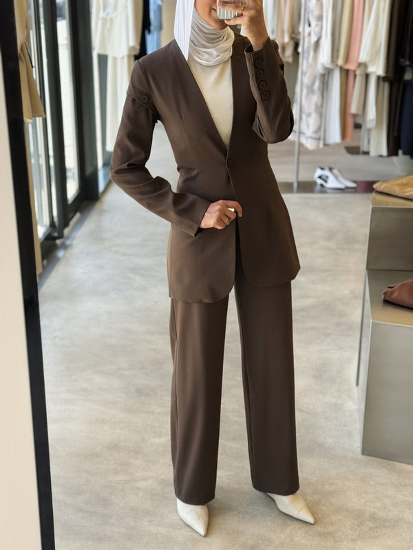 Two Buttoned Shoulder 2PC Set