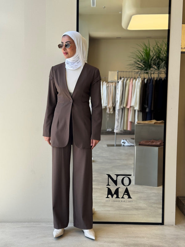 Two Buttoned Shoulder 2PC Set