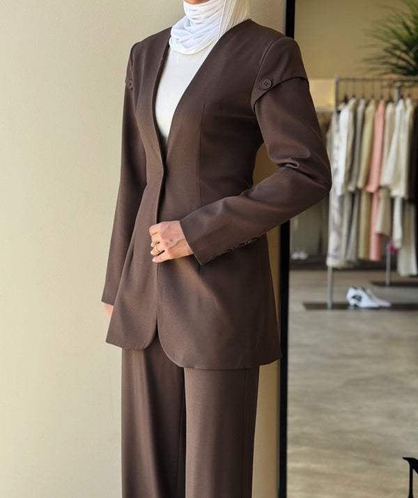 Two Buttoned Shoulder 2PC Set