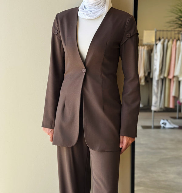 Two Buttoned Shoulder 2PC Set