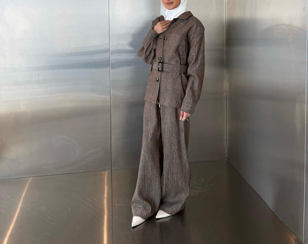 2 Chest Pockets Top Pants Set