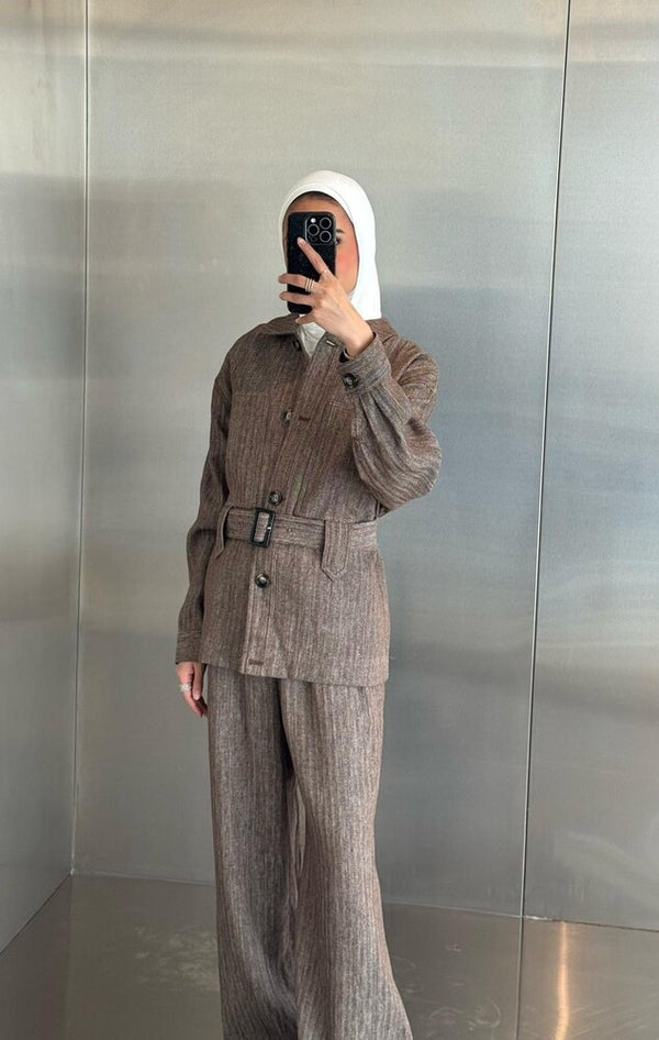 2 Chest Pockets Top Pants Set