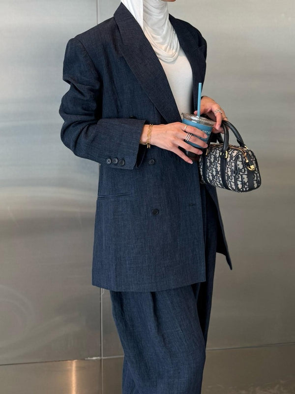 Women's Blue Linen 2PC set