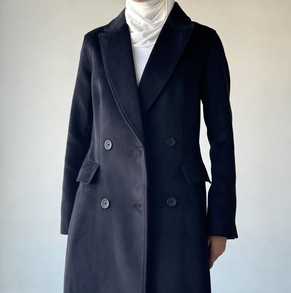 Split Back Hem Woolen Overcoatالسترات الخارجية / البليزرات الطويلة