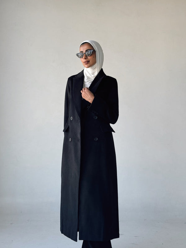 Split Back Hem Woolen Overcoatالسترات الخارجية / البليزرات الطويلة