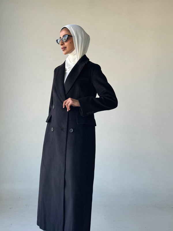 Split Back Hem Woolen Overcoatالسترات الخارجية / البليزرات الطويلة