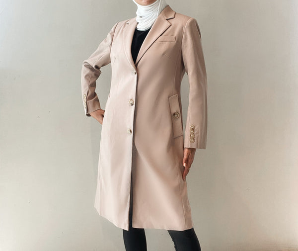 TR Fabric Solid Color Knee Length Suit Jackets