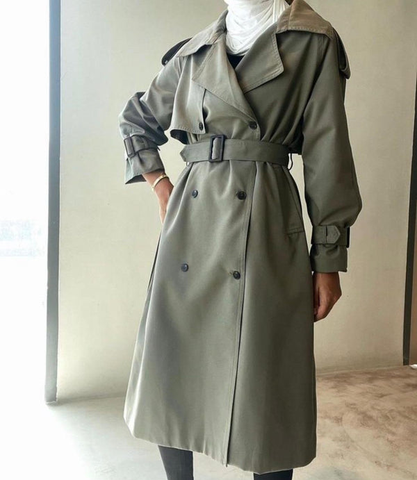 OLIVE TRENCH COAT FOR WOMEN