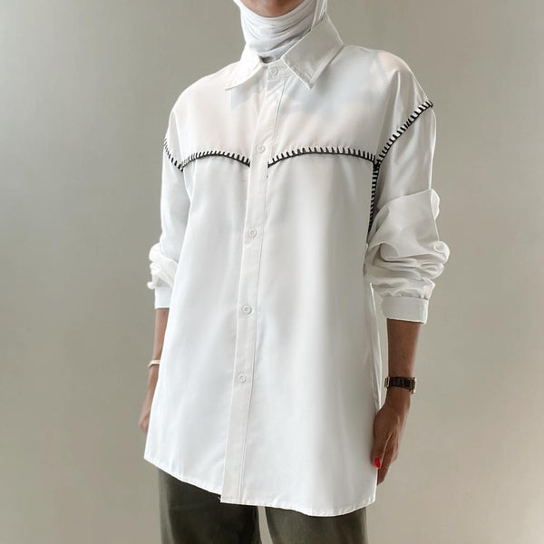 Topstitched Big Size Casual Shirts