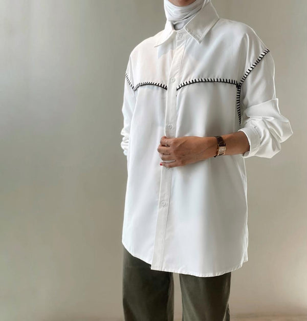 Topstitched Big Size Casual Shirts