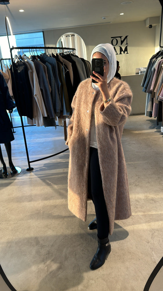 Fashion Woolen Warm Coats For Women Round Neck