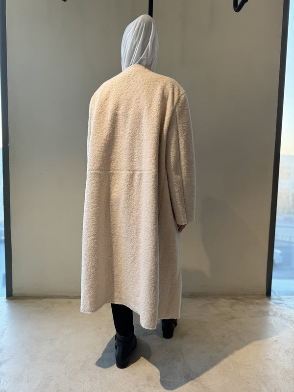 V-neck Elegant Large Pockets Lamb Fur Coat