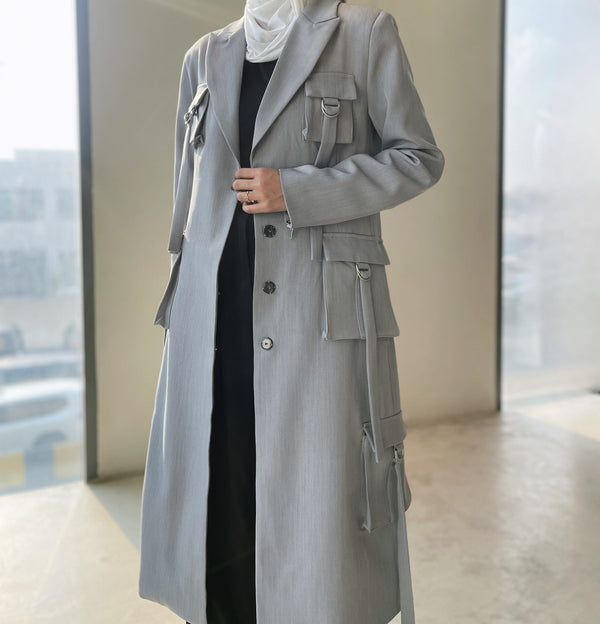 Solid Slimming Trench For Women