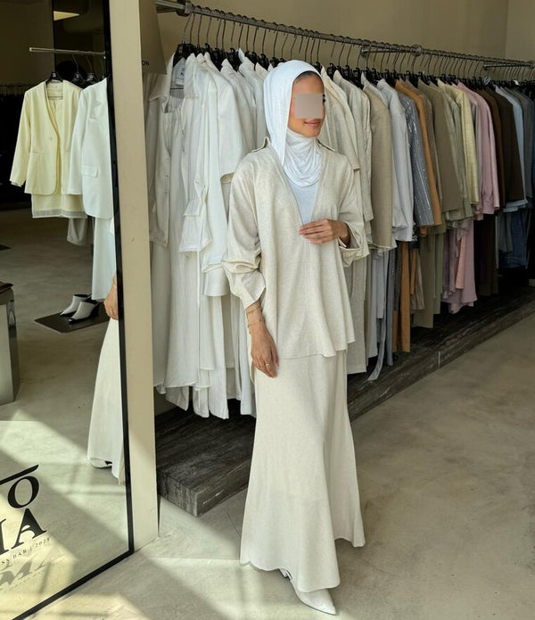 Breasted Open  Linen Skirt Set