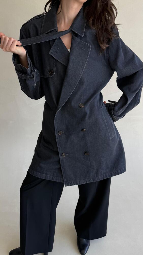 Short Denim Belted Jacket