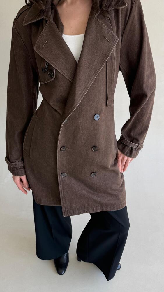 Short Denim Belted Jacket