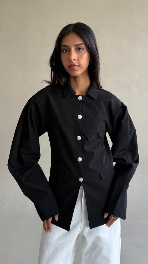 Silver-tone Button Blazer