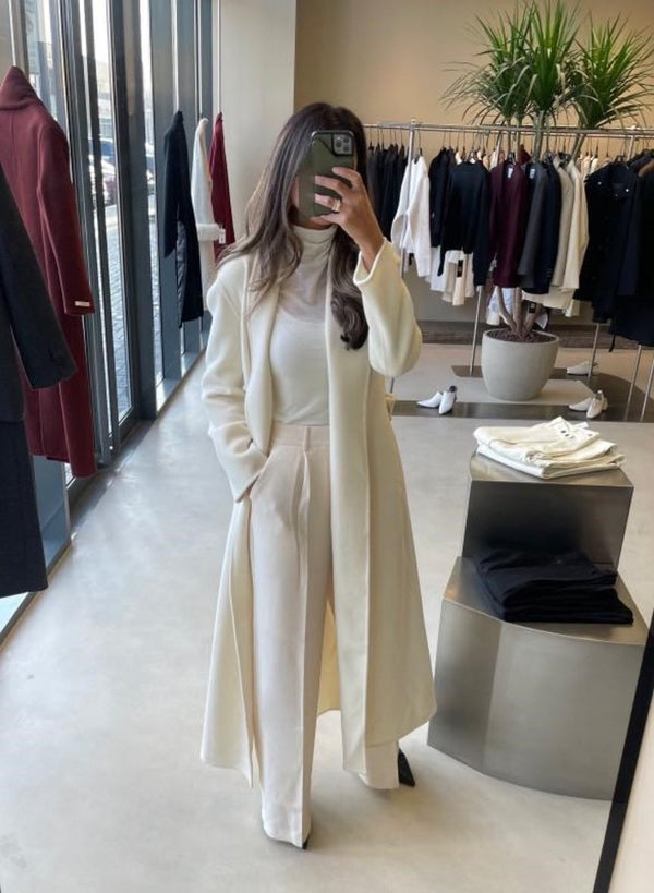 Open Belted Long Coat 3PC Set