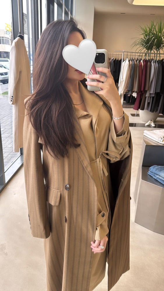 Loose Fit Striped Long Blazer