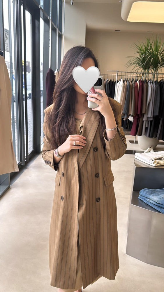 Loose Fit Striped Long Blazer