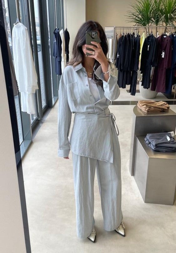 Shirt Lace Up Waist Wrap Pants 3PC Set