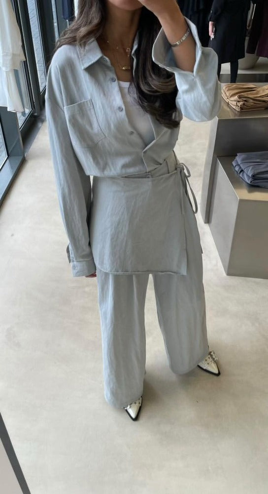 Shirt Lace Up Waist Wrap Pants 3PC Set