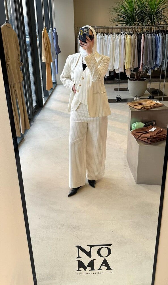 3PC Slanted Vest Stripe Set